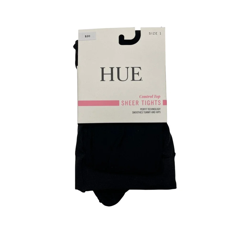 Hue Sheer Tights Womens Size 1 Black Control Top U11231 Perfit Technology New